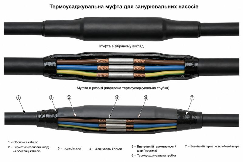 Муфта кабельна термоусаджувальна  з’єднувальна ПСВ
